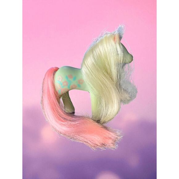 1988 My Little Pony G1 Sweetheart Sisters Fancy Flower Yellow Green Pink Hair - Picture 4 of 5